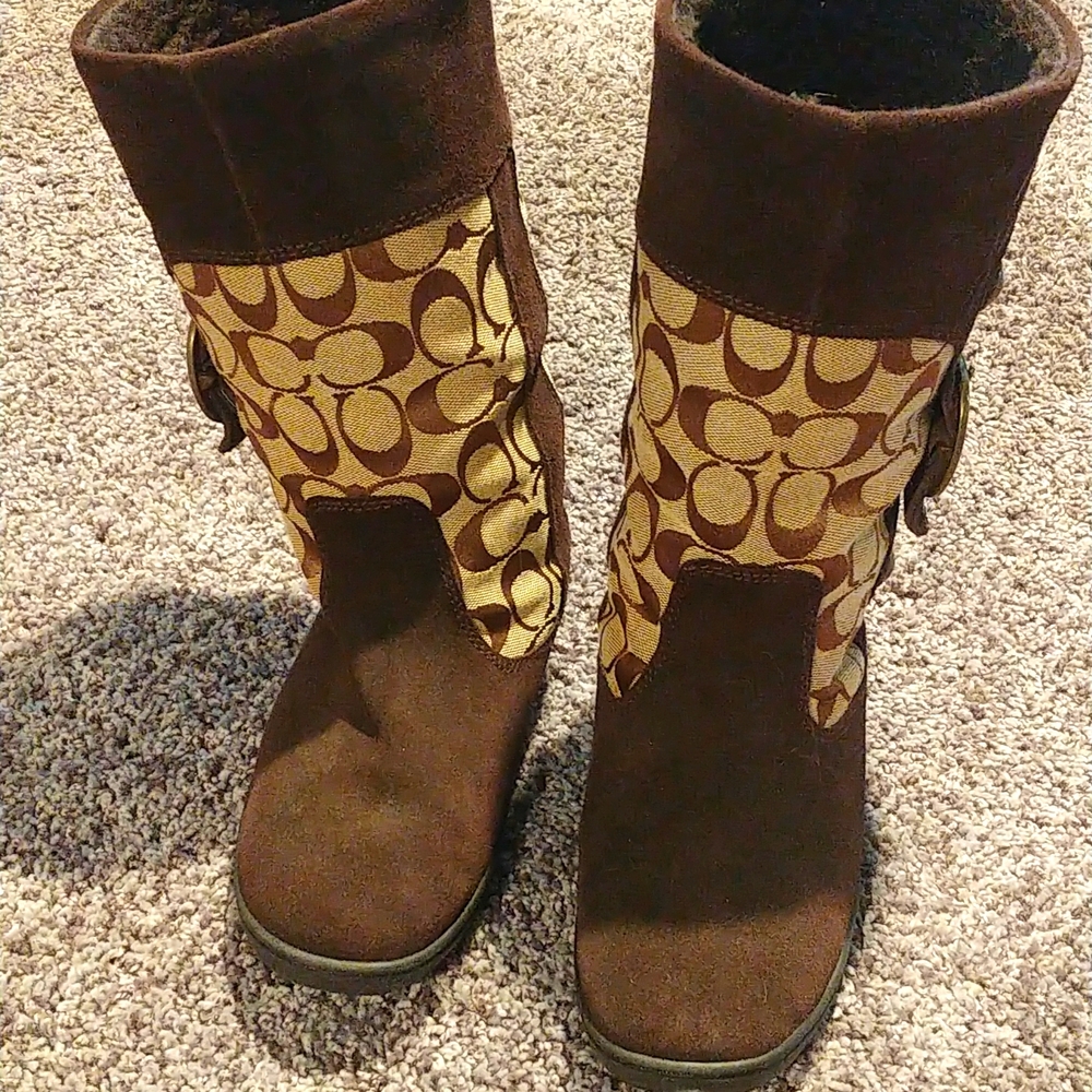 Brown Coach “Meyer” signature Boots
